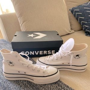 White high top platform converse sneakers